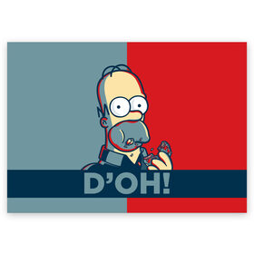 Поздравительная открытка с принтом Homer Simpson (DOH!) в Кировске, 100% бумага | плотность бумаги 280 г/м2, матовая, на обратной стороне линовка и место для марки
 | bart | doh | homer | homer simpson | hope | hope poster | lisa | march | poster | simpsons | барт. лиза | гомер | мардж | мегги | пончик | пончик и гомер | симпсоны