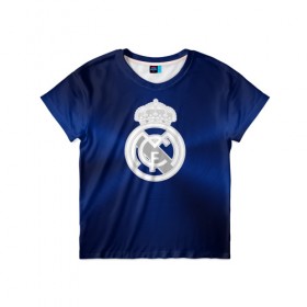 Детская футболка 3D с принтом Real Madrid в Кировске, 100% гипоаллергенный полиэфир | прямой крой, круглый вырез горловины, длина до линии бедер, чуть спущенное плечо, ткань немного тянется | football | logo | real madrid | spain | sport | арт | испания | лига | лого | реал | спорт | текстура | фк | футбол | футбольный клуб | эмблема