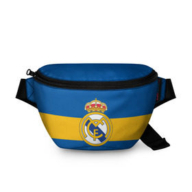 Поясная сумка 3D с принтом Реал Мадрид в Кировске, 100% полиэстер | плотная ткань, ремень с регулируемой длиной, внутри несколько карманов для мелочей, основное отделение и карман с обратной стороны сумки застегиваются на молнию | football | logo | real madrid | spain | sport | арт | испания | лига | лого | реал | спорт | текстура | фк | футбол | футбольный клуб | эмблема
