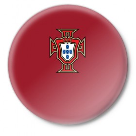 Значок с принтом Сборная Португалии в Кировске,  металл | круглая форма, металлическая застежка в виде булавки | 