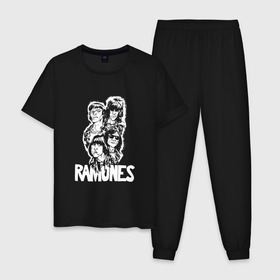 Мужская пижама хлопок с принтом Ramones в Кировске, 100% хлопок | брюки и футболка прямого кроя, без карманов, на брюках мягкая резинка на поясе и по низу штанин
 | 