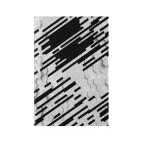 Обложка для паспорта матовая кожа с принтом HEXAGON - Black and White в Кировске, натуральная матовая кожа | размер 19,3 х 13,7 см; прозрачные пластиковые крепления | Тематика изображения на принте: 