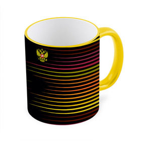 Кружка 3D с принтом RUSSIA - Multi-colored stripes в Кировске, керамика | ёмкость 330 мл | Тематика изображения на принте: 