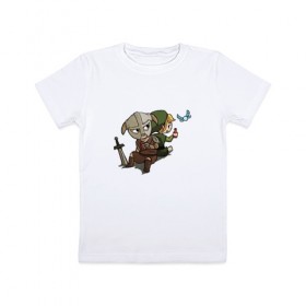 Детская футболка хлопок с принтом Skyim-Legend of Zelda в Кировске, 100% хлопок | круглый вырез горловины, полуприлегающий силуэт, длина до линии бедер | legend of zelda | довакин | зельда | линк | скайрим