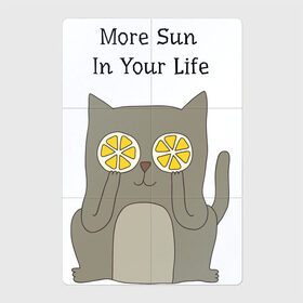 Магнитный плакат 2Х3 с принтом More Sun In Your Life в Кировске, Полимерный материал с магнитным слоем | 6 деталей размером 9*9 см | cat | lemon | summer | кот | котэ | кошка | лето | лимон | солнце | сочный