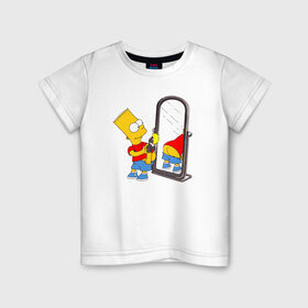 Детская футболка хлопок с принтом Bart Simpson в Кировске, 100% хлопок | круглый вырез горловины, полуприлегающий силуэт, длина до линии бедер | Тематика изображения на принте: bart simpson | арт | барт симпсон | зеркало | мультсериал | симпсоны | фотоаппарат