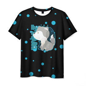 Мужская футболка 3D с принтом Милый волчонок в Кировске, 100% полиэфир | прямой крой, круглый вырез горловины, длина до линии бедер | 