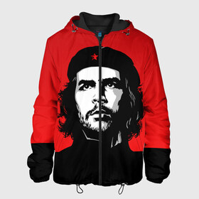 Мужская куртка 3D с принтом Che Guevara в Кировске, ткань верха — 100% полиэстер, подклад — флис | прямой крой, подол и капюшон оформлены резинкой с фиксаторами, два кармана без застежек по бокам, один большой потайной карман на груди. Карман на груди застегивается на липучку | 
