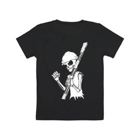 Детская футболка хлопок с принтом Скелетон геодезист 2 (бел.) в Кировске, 100% хлопок | круглый вырез горловины, полуприлегающий силуэт, длина до линии бедер | Тематика изображения на принте: 