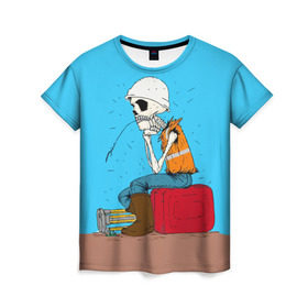 Женская футболка 3D с принтом Скелетон геодезист 3D в Кировске, 100% полиэфир ( синтетическое хлопкоподобное полотно) | прямой крой, круглый вырез горловины, длина до линии бедер | surveyor | геодезист | геодезия | скелет | скелетон