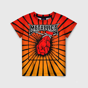 Детская футболка 3D с принтом Metallica в Кировске, 100% гипоаллергенный полиэфир | прямой крой, круглый вырез горловины, длина до линии бедер, чуть спущенное плечо, ткань немного тянется | anger | fans | metall | metallica | st | альбом | альбома | группа | логотип | металл | металлика | обложка | фанат