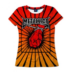 Женская футболка 3D с принтом Metallica в Кировске, 100% полиэфир ( синтетическое хлопкоподобное полотно) | прямой крой, круглый вырез горловины, длина до линии бедер | anger | fans | metall | metallica | st | альбом | альбома | группа | логотип | металл | металлика | обложка | фанат