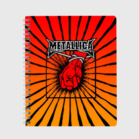 Тетрадь с принтом Metallica в Кировске, 100% бумага | 48 листов, плотность листов — 60 г/м2, плотность картонной обложки — 250 г/м2. Листы скреплены сбоку удобной пружинной спиралью. Уголки страниц и обложки скругленные. Цвет линий — светло-серый
 | anger | fans | metall | metallica | st | альбом | альбома | группа | логотип | металл | металлика | обложка | фанат