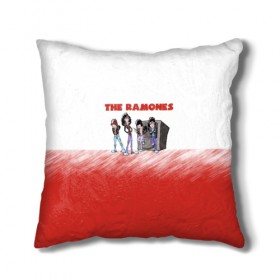 Подушка 3D с принтом The Ramones в Кировске, наволочка – 100% полиэстер, наполнитель – холлофайбер (легкий наполнитель, не вызывает аллергию). | состоит из подушки и наволочки. Наволочка на молнии, легко снимается для стирки | 