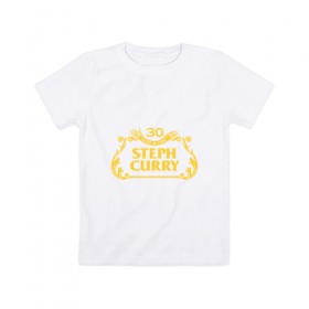 Детская футболка хлопок с принтом Steph Curry в Кировске, 100% хлопок | круглый вырез горловины, полуприлегающий силуэт, длина до линии бедер | Тематика изображения на принте: 