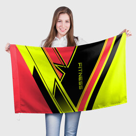 Флаг 3D с принтом Fitness в Кировске, 100% полиэстер | плотность ткани — 95 г/м2, размер — 67 х 109 см. Принт наносится с одной стороны | 