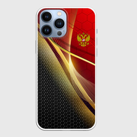 Чехол для iPhone 13 Pro Max с принтом RUSSIA SPORT: Red and Black. в Кировске,  |  | Тематика изображения на принте: abstract | design | geometry | hexagon | red and black | russia | sport | texture | абстракция | геометрия | герб | дизайн | патриот | патриотизм | россия | русский | соты | спорт | текстура | шестиугольники