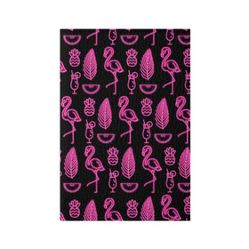 Обложка для паспорта матовая кожа с принтом Светящийся фламинго в Кировске, натуральная матовая кожа | размер 19,3 х 13,7 см; прозрачные пластиковые крепления | африка | крылья | мода | прикольные | природа | птица | розовый | фламинго | цвет | яркие