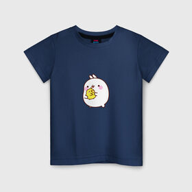 Детская футболка хлопок с принтом Molang Друзья в Кировске, 100% хлопок | круглый вырез горловины, полуприлегающий силуэт, длина до линии бедер | kawaii | аниме | зайчик | зая | заяц | каваи | мимими | моланг | птенчик