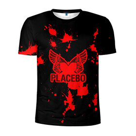 Мужская футболка 3D спортивная с принтом Placebo в Кировске, 100% полиэстер с улучшенными характеристиками | приталенный силуэт, круглая горловина, широкие плечи, сужается к линии бедра | Тематика изображения на принте: 
