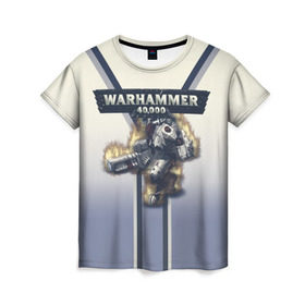 Женская футболка 3D с принтом Warhammer 40000: Tau Empire в Кировске, 100% полиэфир ( синтетическое хлопкоподобное полотно) | прямой крой, круглый вырез горловины, длина до линии бедер | 40000 | game | rts | tau | warhammer | warhammer40000 | вархаммер | игры | тау