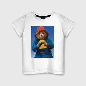 Детская футболка хлопок с принтом Паддингтон 2 в Кировске, 100% хлопок | круглый вырез горловины, полуприлегающий силуэт, длина до линии бедер | англия | вокзал | комедия | медведь | мультфильм | паддингтона 2 | фэнтези | шляпа