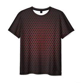 Мужская футболка 3D с принтом Металлическая сетка в Кировске, 100% полиэфир | прямой крой, круглый вырез горловины, длина до линии бедер | абстракция | геометрия | сетка | фигуры