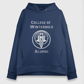 Женское худи Oversize хлопок с принтом College of Winterhold Alumni в Кировске, френч-терри — 70% хлопок, 30% полиэстер. Мягкий теплый начес внутри —100% хлопок | боковые карманы, эластичные манжеты и нижняя кромка, капюшон на магнитной кнопке | college of winterhold alumni | nightingale crest faded | the elder scrolls