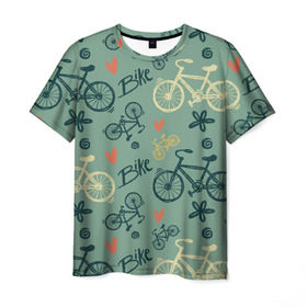 Мужская футболка 3D с принтом Велосипед Текстура в Кировске, 100% полиэфир | прямой крой, круглый вырез горловины, длина до линии бедер | байк | велик | вело | велосипед | велосипеды | велоспорт | с велосипедом | спорт