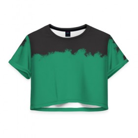 Женская футболка 3D укороченная с принтом Закрашенный чёрный в Кировске, 100% полиэстер | круглая горловина, длина футболки до линии талии, рукава с отворотами | 