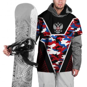 Накидка на куртку 3D с принтом Россия (триколор камуфляж) в Кировске, 100% полиэстер |  | 