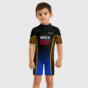 Детский купальный костюм 3D с принтом Subaru WRX STI в Кировске, Полиэстер 85%, Спандекс 15% | застежка на молнии на спине | impreza | pro | sport | sti | subaru | wrx | врикс | врх | импреза | логотип | сетка | соты | субарик | субару