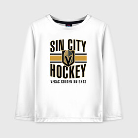 Детский лонгслив хлопок с принтом Sin City Hockey в Кировске, 100% хлопок | круглый вырез горловины, полуприлегающий силуэт, длина до линии бедер | Тематика изображения на принте: nhl | stanley cup | vegas golden knights | vegas knights | вегас голден найтс | вегас найтс | кубок стенли | кубок стэнли | нхл | хоккей | хоккейный клуб