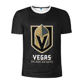 Мужская футболка 3D спортивная с принтом Vegas Golden Knights в Кировске, 100% полиэстер с улучшенными характеристиками | приталенный силуэт, круглая горловина, широкие плечи, сужается к линии бедра | Тематика изображения на принте: 