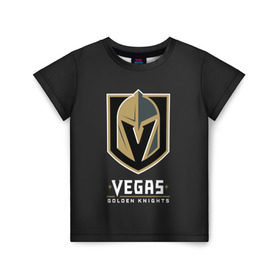 Детская футболка 3D с принтом Vegas Golden Knights в Кировске, 100% гипоаллергенный полиэфир | прямой крой, круглый вырез горловины, длина до линии бедер, чуть спущенное плечо, ткань немного тянется | Тематика изображения на принте: 