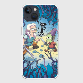 Чехол для iPhone 13 с принтом Disenchantment в Кировске,  |  | bean | disenchantment | elfo | futurama | mattgroening | netflix | princess | simpsons | бин | люси | мэтгроунинг | разочарование | симпсоны | элфо