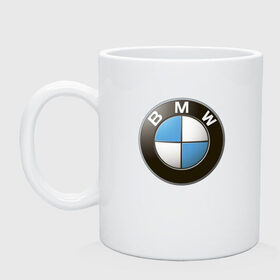 Кружка с принтом BMW в Кировске, керамика | объем — 330 мл, диаметр — 80 мм. Принт наносится на бока кружки, можно сделать два разных изображения | bmw | logo | бмв | логотип бмв