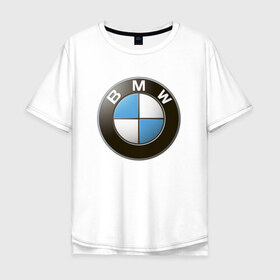 Мужская футболка хлопок Oversize с принтом BMW в Кировске, 100% хлопок | свободный крой, круглый ворот, “спинка” длиннее передней части | bmw | logo | бмв | логотип бмв