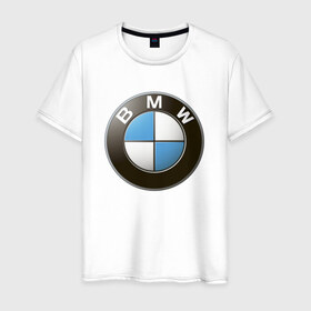 Мужская футболка хлопок с принтом BMW в Кировске, 100% хлопок | прямой крой, круглый вырез горловины, длина до линии бедер, слегка спущенное плечо. | bmw | logo | бмв | логотип бмв