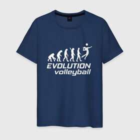 Мужская футболка хлопок с принтом Evoluon volleyball в Кировске, 100% хлопок | прямой крой, круглый вырез горловины, длина до линии бедер, слегка спущенное плечо. | evoluon | volleyball |  эволюция | волейбол
