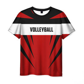 Мужская футболка 3D с принтом Volleyball в Кировске, 100% полиэфир | прямой крой, круглый вырез горловины, длина до линии бедер | sport | volleyball | волейбол | спорт