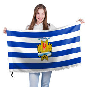 Флаг 3D с принтом Сборная Уругвая по футболу в Кировске, 100% полиэстер | плотность ткани — 95 г/м2, размер — 67 х 109 см. Принт наносится с одной стороны | 