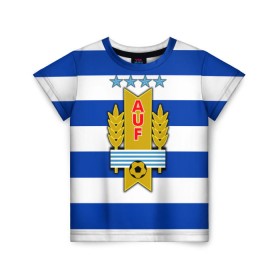 Детская футболка 3D с принтом Сборная Уругвая по футболу в Кировске, 100% гипоаллергенный полиэфир | прямой крой, круглый вырез горловины, длина до линии бедер, чуть спущенное плечо, ткань немного тянется | 