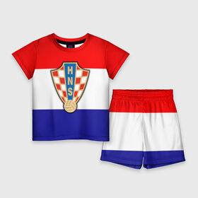 Детский костюм с шортами 3D с принтом Сборная Хорватии флаг в Кировске,  |  | европы | хорватия | чемпионат мира | чм