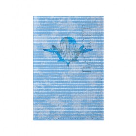 Обложка для паспорта матовая кожа с принтом ВДВ в Кировске, натуральная матовая кожа | размер 19,3 х 13,7 см; прозрачные пластиковые крепления | вдв | голубая | никто кроме нас | парашют | полоски | самолеты | тельняшка