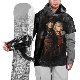 Накидка на куртку 3D с принтом Викинг и Астрид в Кировске, 100% полиэстер |  | how to train your dragon | беззубик | викинги | дракон | как приручить дракона | ночная фурия