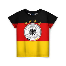 Детская футболка 3D с принтом Сборная Германии флаг в Кировске, 100% гипоаллергенный полиэфир | прямой крой, круглый вырез горловины, длина до линии бедер, чуть спущенное плечо, ткань немного тянется | германия | европы | мира | чемпионат | чм