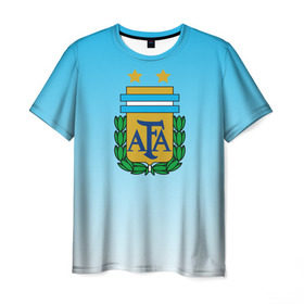 Мужская футболка 3D с принтом Сборная Аргентина в Кировске, 100% полиэфир | прямой крой, круглый вырез горловины, длина до линии бедер | сборная аргентина | футбол. | чемпионат мира