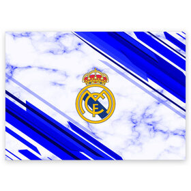Поздравительная открытка с принтом Real Madrid в Кировске, 100% бумага | плотность бумаги 280 г/м2, матовая, на обратной стороне линовка и место для марки
 | Тематика изображения на принте: football | soccer | реал мадрид