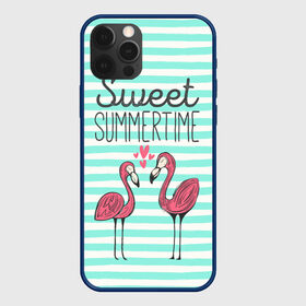 Чехол для iPhone 12 Pro с принтом Sweet Summer Time в Кировске, силикон | область печати: задняя сторона чехла, без боковых панелей | animal | art | flamingo | love | pink | summer | sweet | time | арт | белый | бирюзовый | жара | животное | лето | любовь | матроска | полоски | рисунок | розовый | роман | сердечки | сердце | серый | фламинго | черный